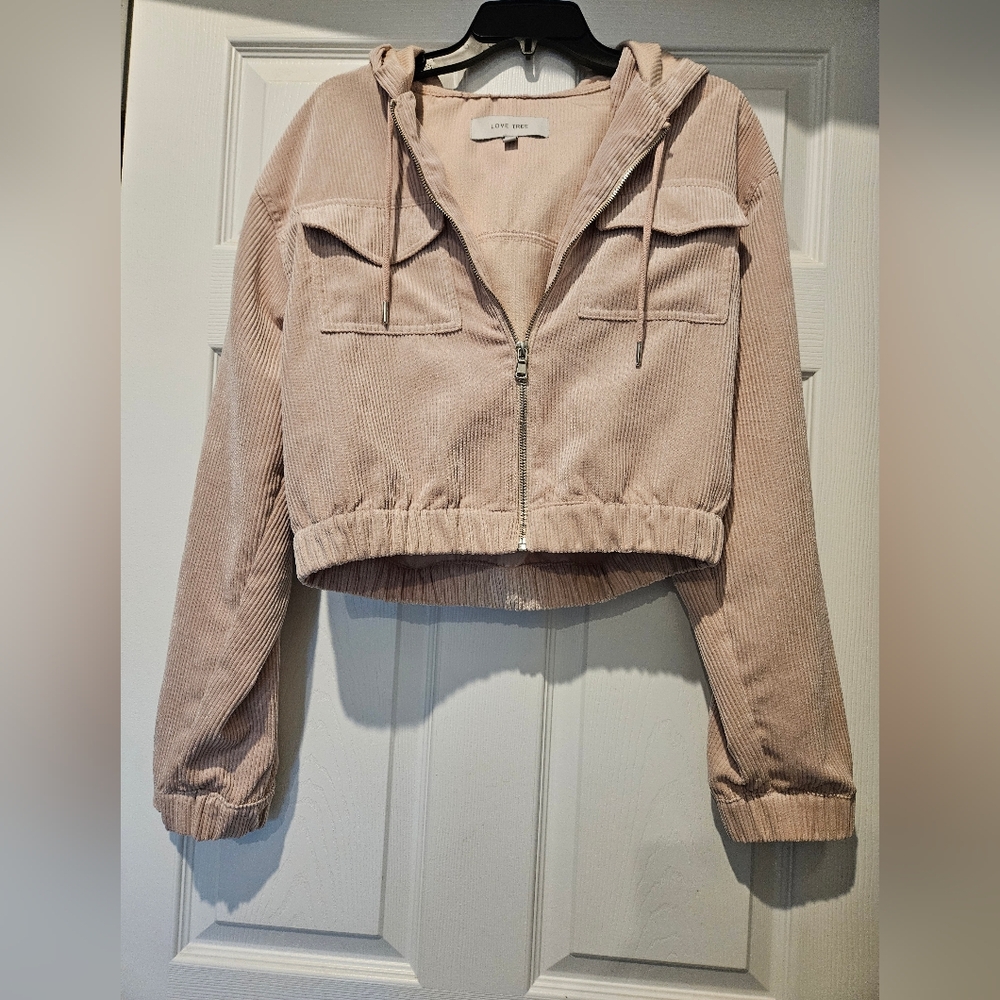 Light Pink Corduroy Zip-Up Jacket